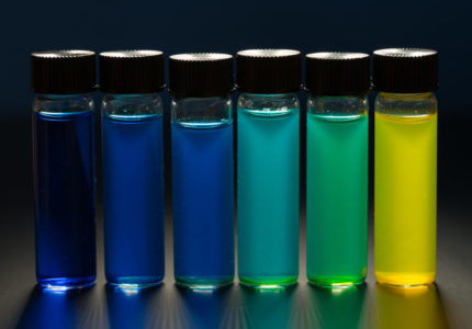 Multi-colored liquid in the vials